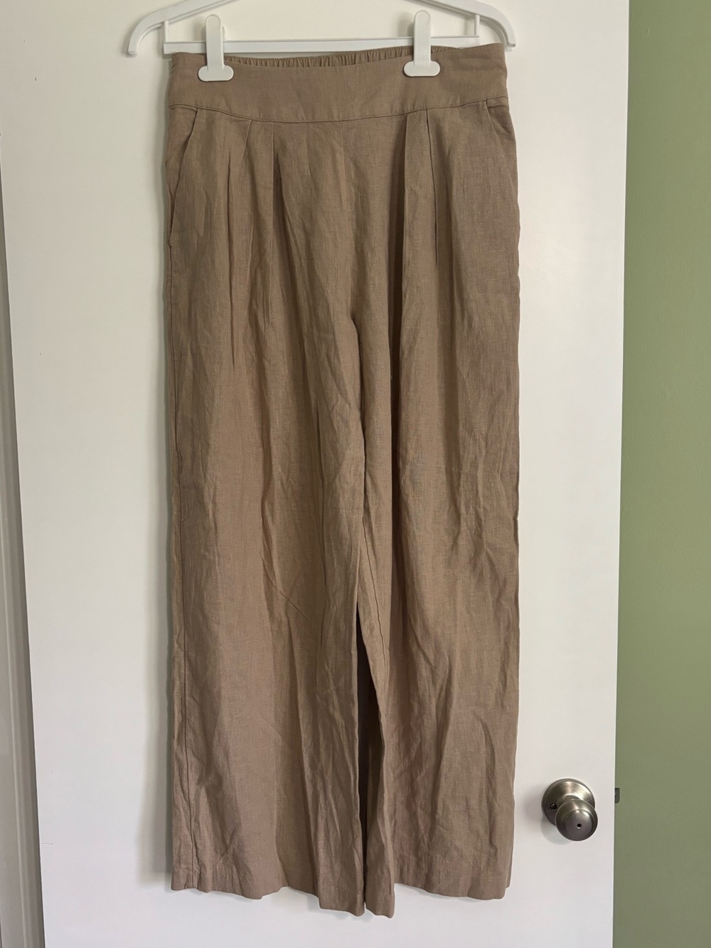 NWT Abercrombie & Fitch Linen Blend Pants Beige Tan